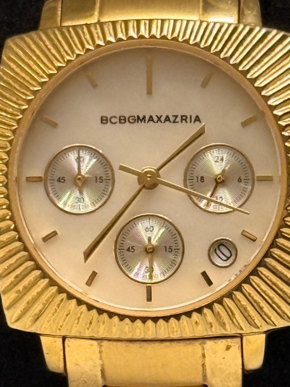 Bcbg Max Azria Bcbgmaxazria Gold Stainless Steel Link Wrist Watch #24